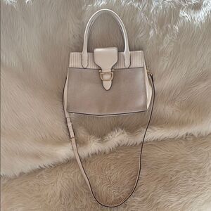 Cream and Tan Women's Handbag